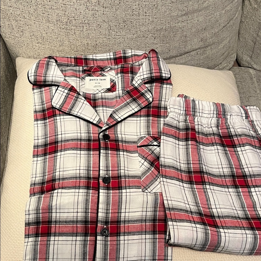 NWT NEW Petit Lem Red and White Plaid Pajama Set